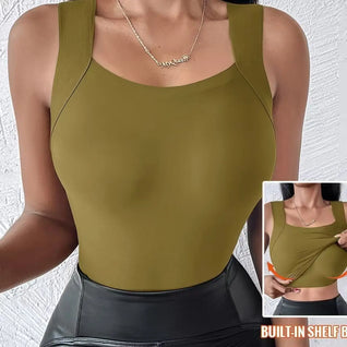 Sexy Sleeveless Tank Tops Women Casual Vest Crop Camisole Seamless Sports Underwear with Chest Pads Summer Female Bra Lingerie